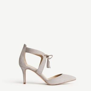 Ann Taylor Carson Tassel Suede Pumps Paver Grey